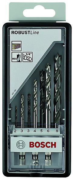 Actual product image Bosch Professional Zubehör PRO Wood HSS wood twist drill bit set. 7 pcs. (2 mm, 3 mm, 4 mm, 5 mm, 6 mm, 8 mm)