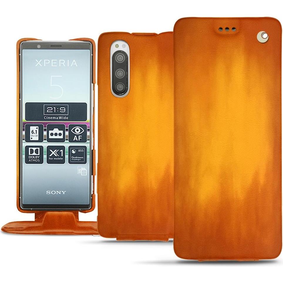 Thumbnail - Noreve Lederschutzhülle vertikal (Sony Xperia 5), Smartphone Hülle, Orange