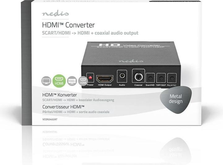 Immagine prodotto Nedis Convertitore HDMI T Presa SCART Uscita HDMI / 1x uscita audio 3,5 mm / 1x audio digitale 1 via 108