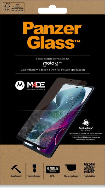 Produktbild PanzerGlass GehÃ¤rtetes Glas Clear Displayschutzfolie Motorola Moto G200 5G (1 Stück, Motorola Moto G200 5G)