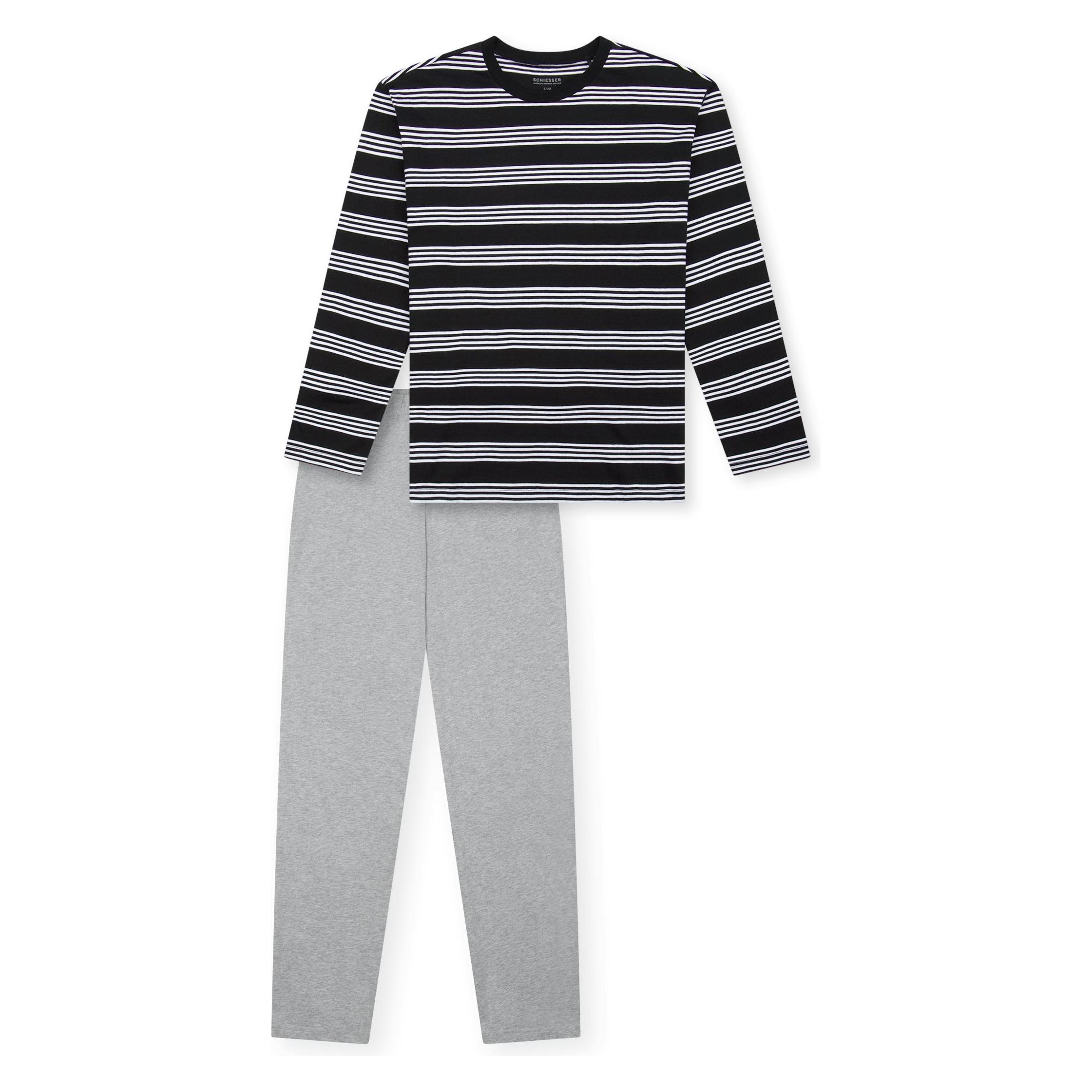 Schiesser, Jungen, Pyjamas, Pyjama Nightwear, Grau, Schwarz, (176)