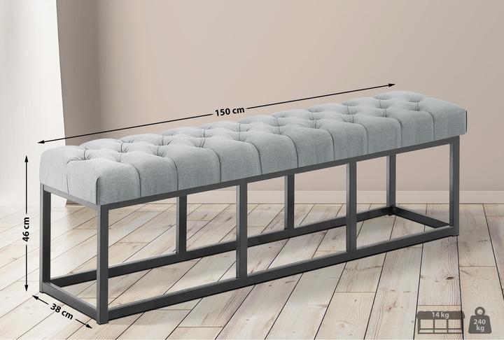 Actual product image Swisshandel24 Bench Amun fabric B150, grey (150 cm)