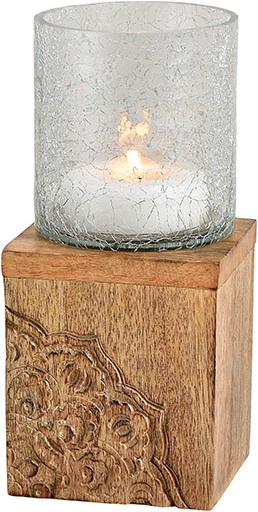 Image du produit G. Wurm Fissure de lanterne en verre sur socle en manguier