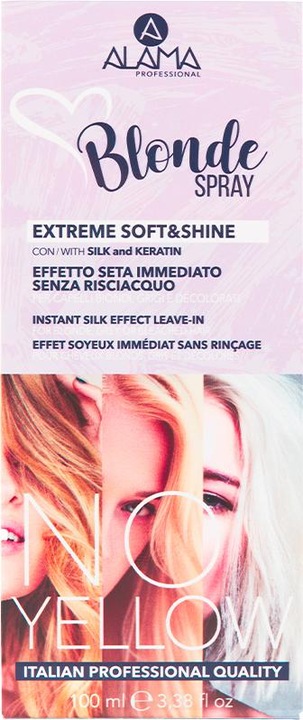 Alama Professional No Yellow Extreme Soft & Shine Leave-in Spray for Blonde, Grey and Bleached Hair 100ml (100 ml)