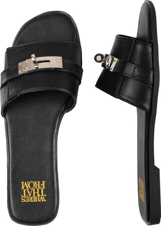Actual product image Where's That From Womens/Ladies Emmeline Buckle Faux Leather Single Strap Sliders (36)