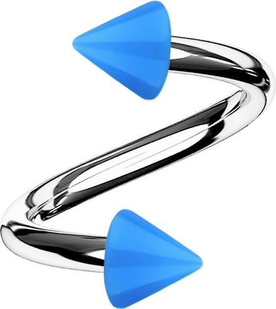 Produktbild Star Piercing Micro Spirale silber mit zwei Cones hellblau (ohne Messing, Acryl, Chirurgenstahl 316L)