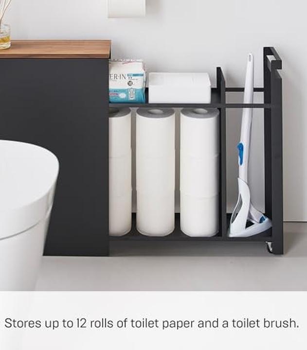 Actual product image Yamazaki Pull-out shelf with wooden shelf TOWER (140 x 56 x 55 cm)