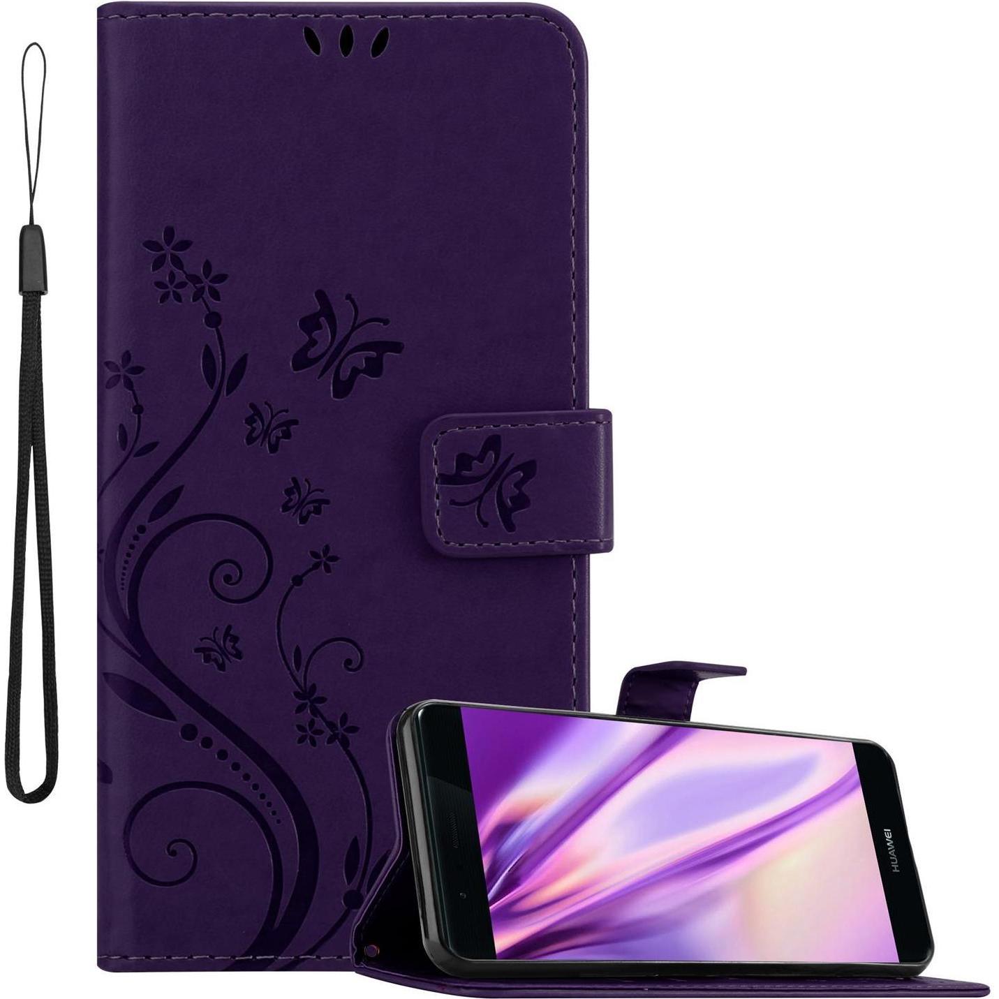 Thumbnail - Cadorabo Flower Book Cover (Huawei P9), Smartphone Hülle, Violett