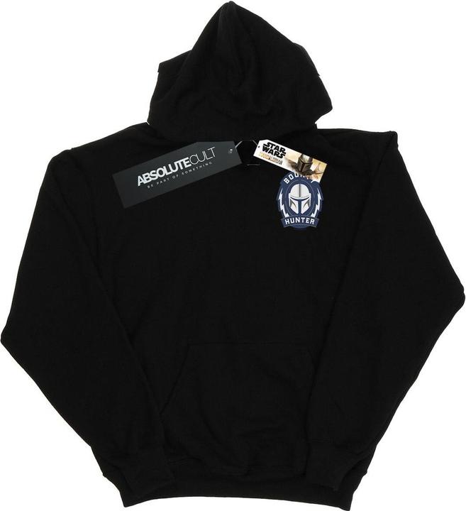 Actual product image Star Wars Mens The Mandalorian Bounty Hunter Badge Breast Print Hoodie (3XL)