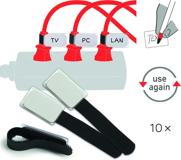 Produktbild Label-the-cable kleine Klettbinder mit Etikette (Klettkabelbinder, 90 mm, 10 Stk.)