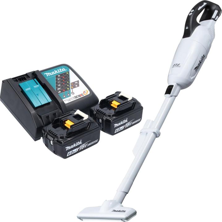 Actual product image Makita DCL 281 FRGW Akku Staubsauger 18 V weiss Brushless + 2x Akku 6,0 Ah + Ladegerät
