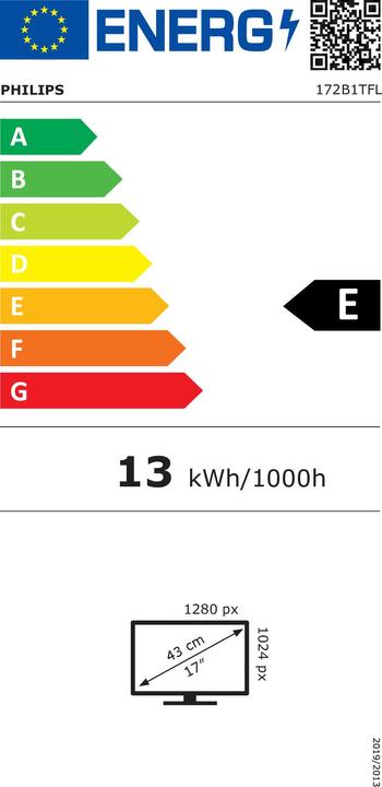 Label énergétique Philips 172B1TFL/00 (1280 x 1024 pixels, 17")