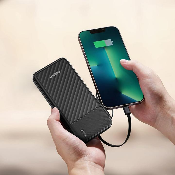 Image du produit Dudao K11 10000mAh Powerbank mit integrierten Kabeln - Schwarz (10000 mAh, 10 W)