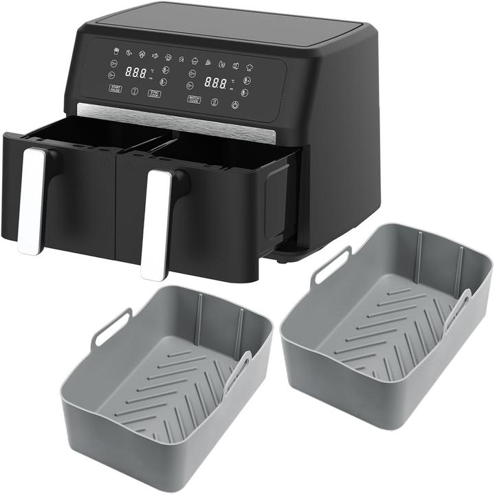 Immagine prodotto Casativo Dual-Zone Heissluftfritteuse, Doppelkorb, 2x 4,5 l, inkl. Silikonformen
