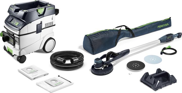 Klettverbinder KV-215 (5er Pack), plug it-Kabel, StickFix Schleifteller Ø 215 mm (superweich), Transporttasche LHS-E 225-BAG, Absaugmobil CTM 36 EI AC-PLANEX