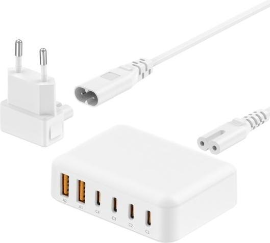 Produktbild Budi 60W 6-Port Ladegerät mit 4× USB-C PD & 2× USB-A QC, 1.5 m Kabel (60 W)