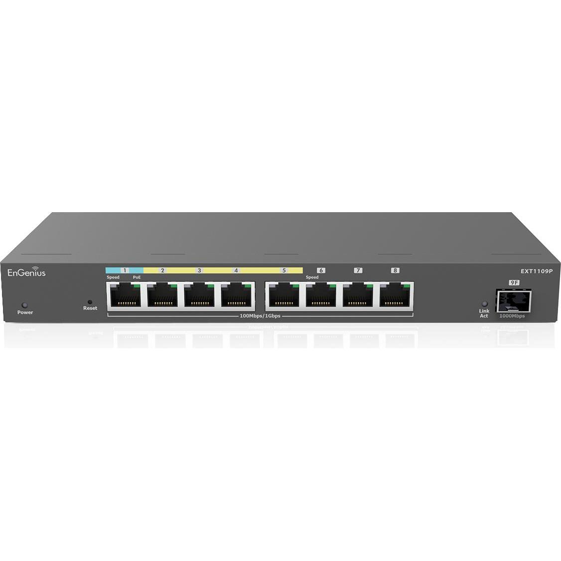 EnGenius Switch full managed Extender 8 porte- 8x 1 GbE- 4x PoE a- 1x SFP- (8 porte), Switch di rete, Grigio