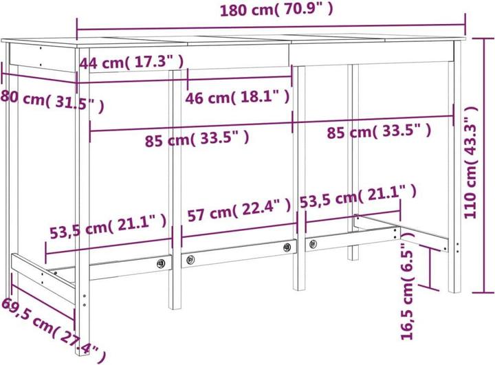 Produktbild vidaXL Annalise (80 x 180 x 110 cm)