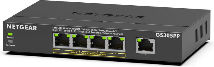 Produktbild Netgear 5PT POE/POE+ GIGE Unmanaged Switch GS305PP (5 Ports)