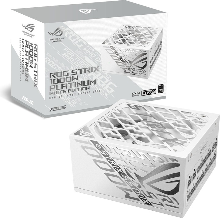 Produktbild ASUS ROG Strix 1000P White Gaming Netzteil, 80+ Platinum, Modular, 135 mm Lüfter (1000 W)