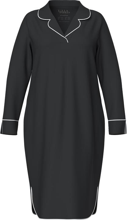 Actual product image Ulla Popken Piped Accent Lapel Collar Cotton Blend Knit Nightgown (62)