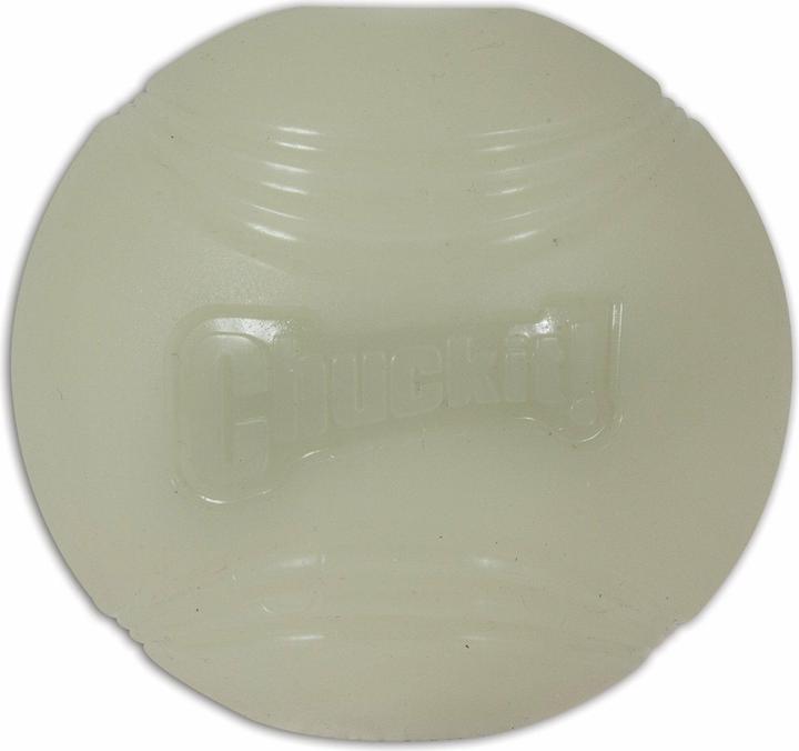 Immagine prodotto Chuckit! CHUCKIT MAX GLOW palla da recupero luminosa 7 6 cm di diametro taglia L bianco (Cucciolata di cane giocattolo)