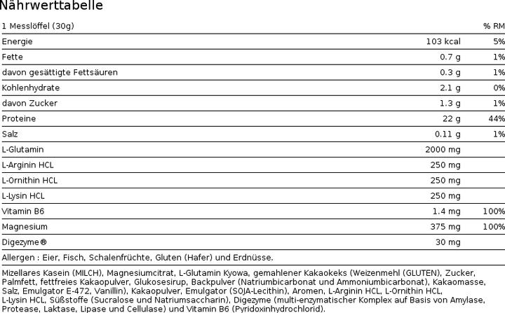 Nährwerte und Zutaten Io.Genix Casein Professional (900 g, 1x)