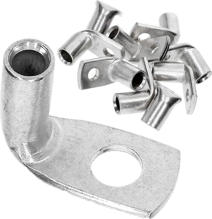 Kalitec 10 Stück KA3-L8 Handelsübliche Rohrkabelschuhe gewinkelt 16mm² M8 I ohne Sichtloch I 90° I M
