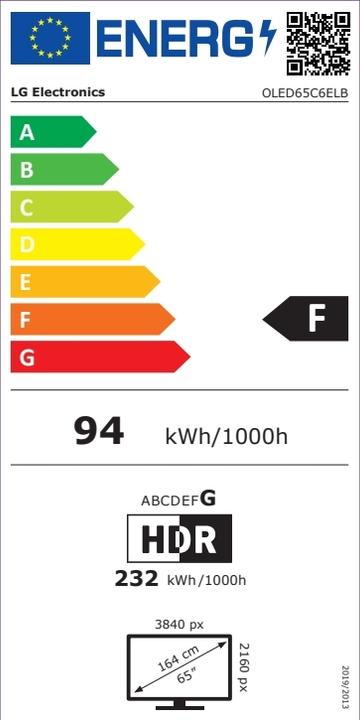 Energie-Label LG OLED65C6ELB (65", C6, OLED, 4K, 2026)