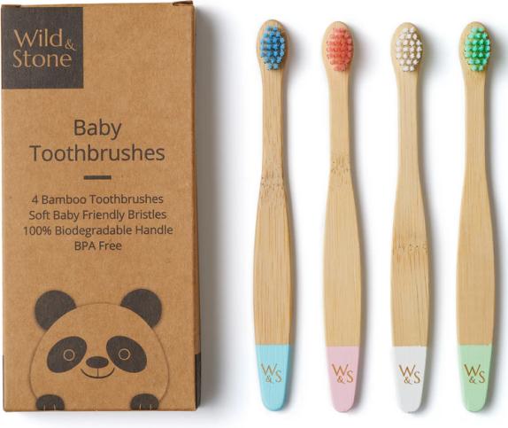 Wild and Stone Set de brosse à dents en bambou pour bébé (Ultra doux, 4 x)