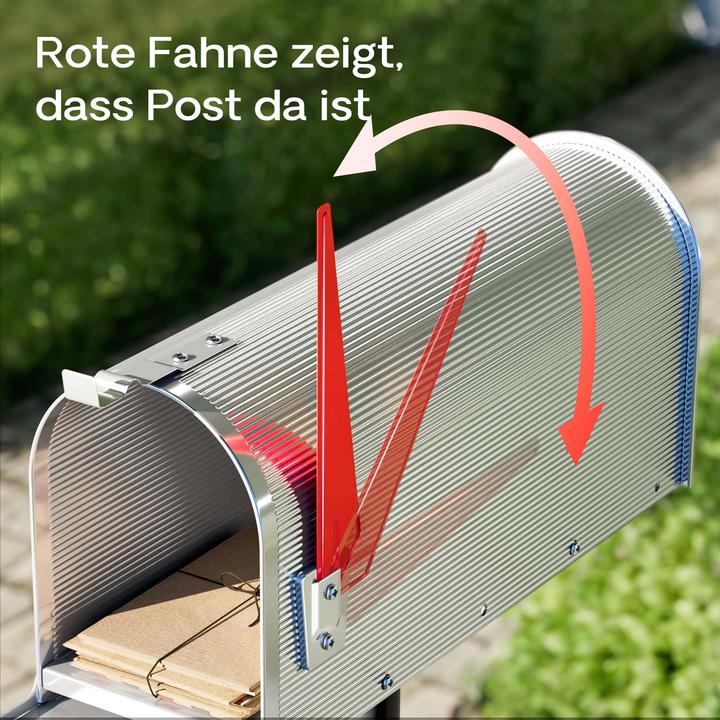 Image du produit Wiltec Boite aux lettres Style américain Design Couleur Gris argenté Boite postale US Mailbox avec drapeau