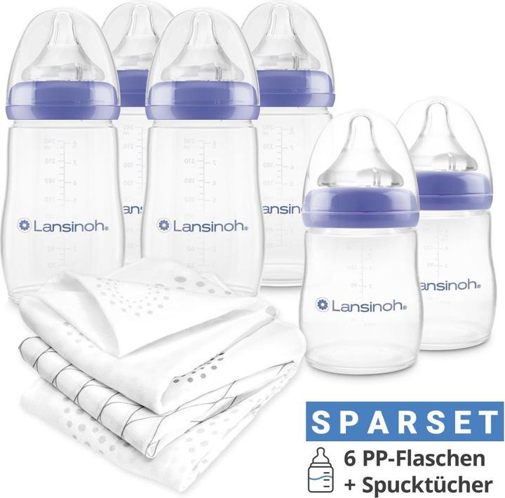 Lansinoh Babyflaschen 9-tlg. PP-Flaschen-Set mit NaturalWave® Trinksauger