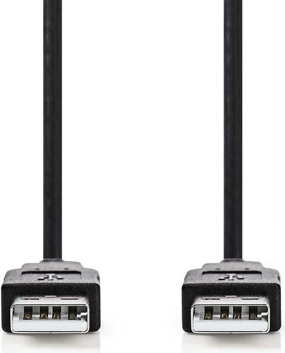Produktbild Nedis USB-Kabel 2.0 A Stecker - A auf Stecker 2.0 m, Schwarz (2 m, USB 2.0)