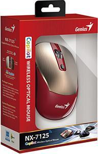 Productafbeelding Genius NX-7125 goud-rood / Optische draadloze muis / 1200 dpi / Copilot / 4 knoppen (Draadloze)