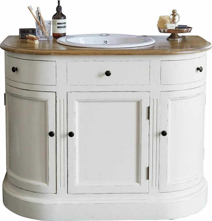 Loberon Louisiana washbasin antique white/brown