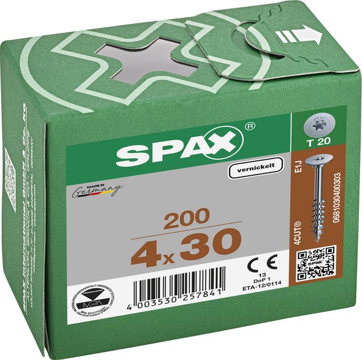 Produktbild Spax Korpusverbinder T-Star Plus T20 Teilgewinde Vernickelt (200 Schrauben pro Stück)
