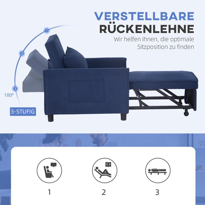 Actual product image Homcom Schlafsessel Polyester, Eukalyptusholz Blau