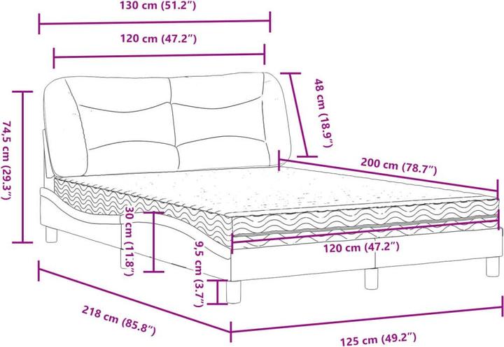 Produktbild vidaXL Bett (120 x 200 cm)