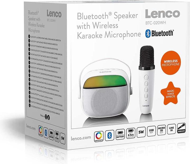 Actual product image Lenco Głośnik Bluetooth skalrunis ar mikrofonu BTC-020WH (8711902093770) (4 h)
