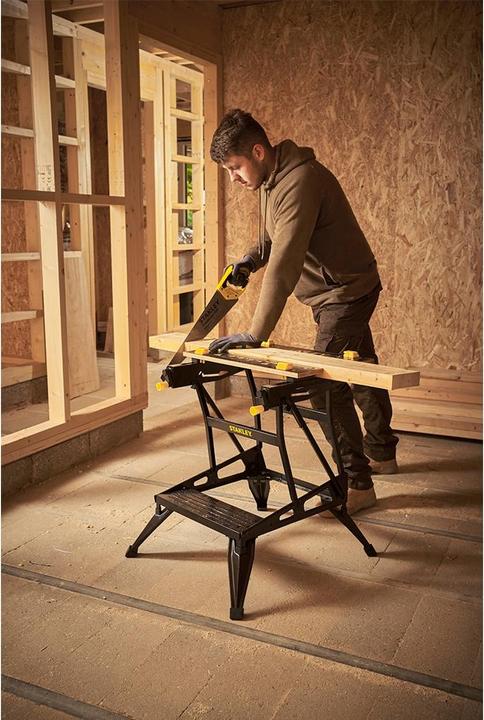 Actual product image Stanley Workmate with bamboo worktop and dual working height, loadable up to 250kg (50.50 cm, 78 cm)