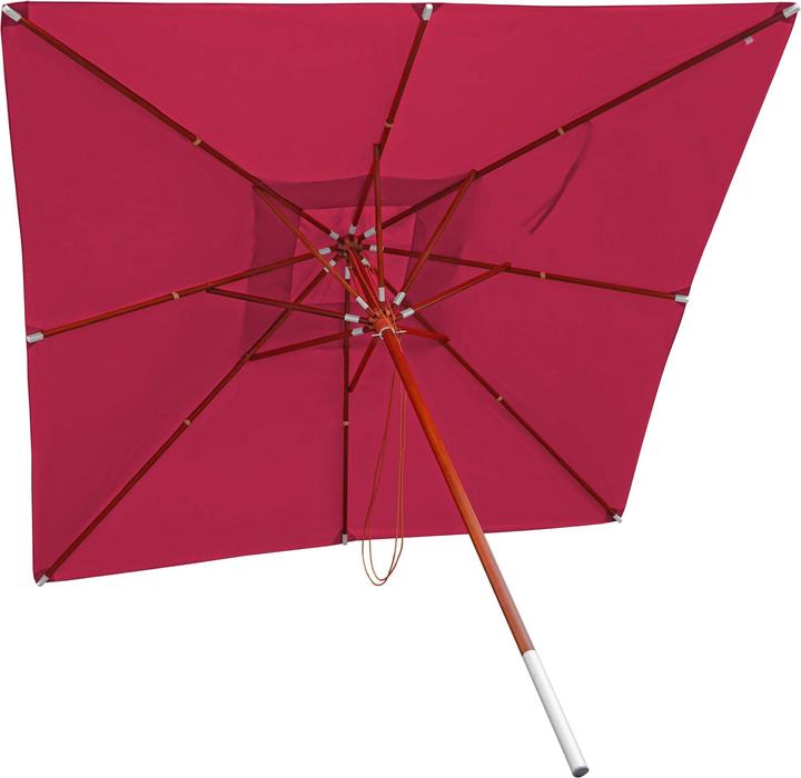 Actual product image Mendler Gastronomy wooden parasol, garden parasol, polyester/wood 14kg, square 3x3m rope pull shockproof - b (3 m)