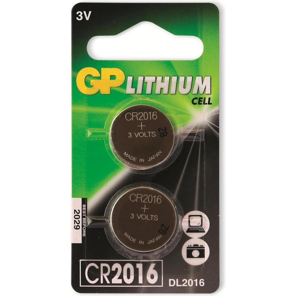 GP Batteries Knopfzellen (2 Stk., CR2016, 90 mAh), Batterien + Akkus