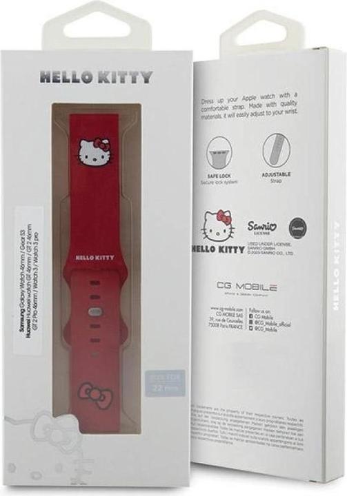 Immagine prodotto Hello Kitty Pasek Uniwersalny HKUWLSCHBLR Testa di gattino in silicone czerwony/rosso 22mm (Acciaio inossidabile, Silicone)