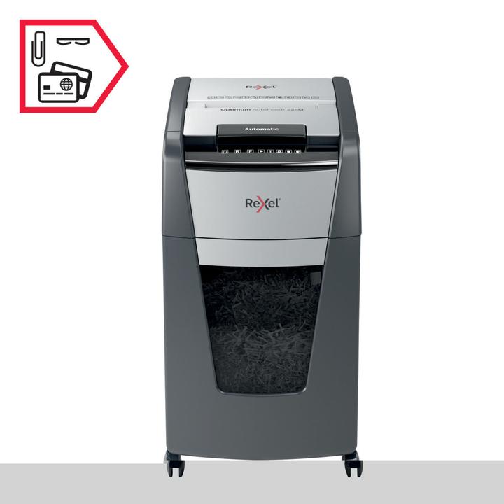 Actual product image Rexel Shredder Optimum AutoFeed+ 225M Micro cut 2 x 15 mm 60 l Number of sheets (max.): 225 Safe (Microcut)