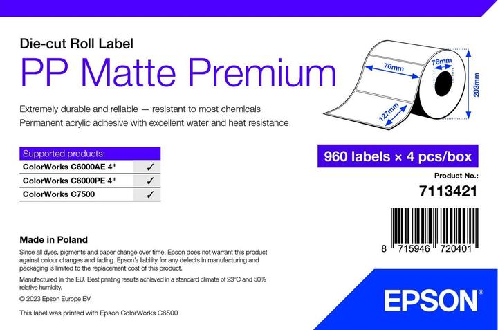 Energie-Label Epson Pp Matte Label Prem Die-Cut