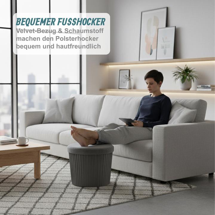 Actual product image Relaxdays Hocker aus Samt mit Stauraum