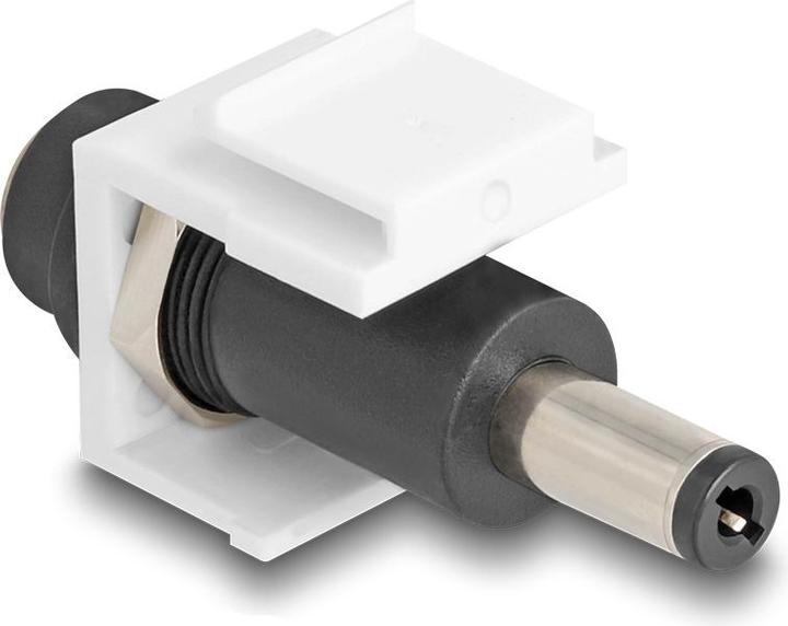 Produktbild Delock Keystone Modul DC 5,5 x 2,1 mm Buchse zu DC 5,5 x 2,5 mm Stecker weiÃŸ