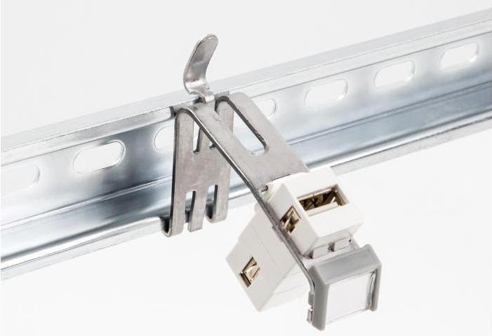 Actual product image Delock Keystone holder with labelling field 1 port for top-hat rail metal (Keystone module)