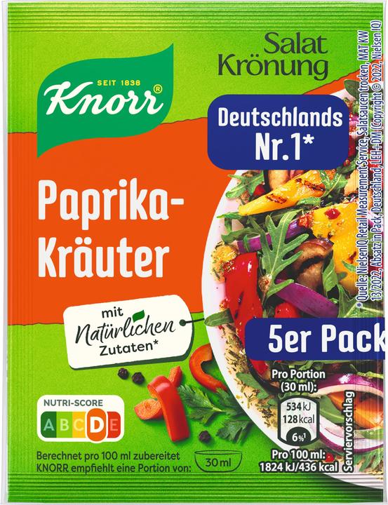 Image du produit Knorr Saladkrönung Paprika Dressing aux herbes 5 packs pour 450 ml (62 g)
