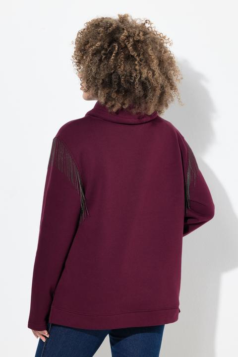 Produktbild Ulla Popken Sweatshirt, Kettenfransen, Stehkragen, Langarm (56)